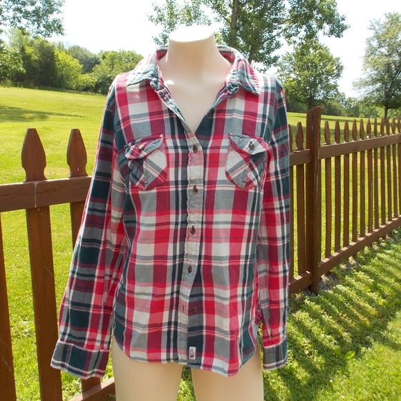 The North Face Tops - The North Face Plaid Flannel Shirt Size Medium
